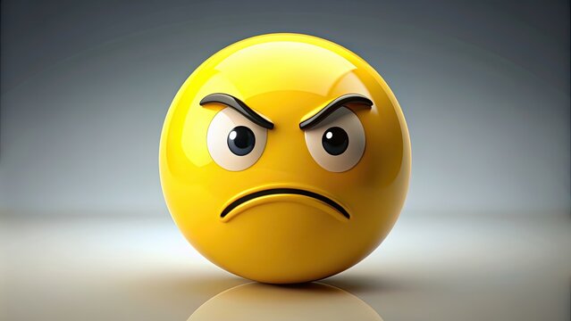 An angry smiley face with furrowed brows and a frown, emoji, emoticon, expression, upset, mad, irritated, unhappy, negative
