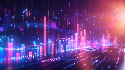 Abstract representation of financial growth with glowing graphs