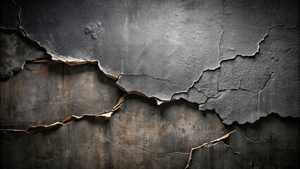 Fototapeta premium Bumpy cracked wall on black background, abstract, texture, pattern, surface, rough, aged, cracked, damaged, dark, spooky
