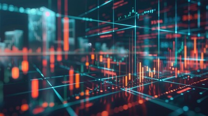 Abstract representation of financial growth with glowing graphs