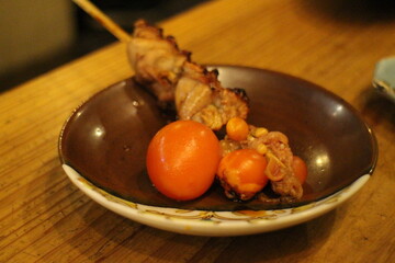 Yakitori : Chochin (immature chicken egg) in Kyoto, Japan
