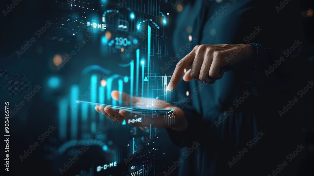 Wall mural digital business development chart with interactive elements