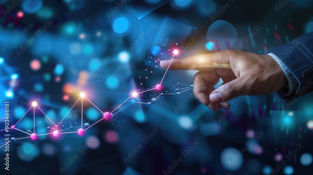 Wall mural digital business development chart with interactive elements