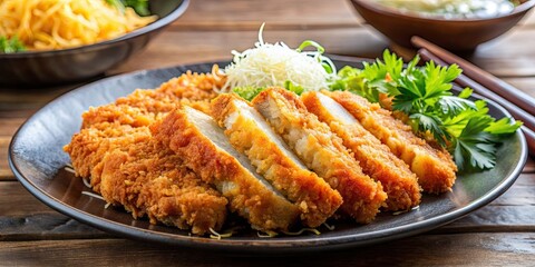 Close-up shot of tonkatsu with copy space, tonkatsu, Japanese, food, fried, pork, crispy, savory, meal, cuisine