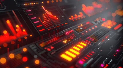 Fototapeta premium Digital data analysis with dynamic, glowing visuals