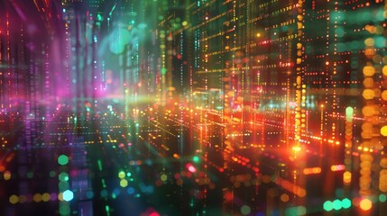 Obraz premium Digital data analysis with dynamic, glowing visuals