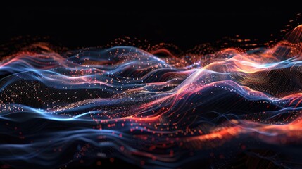Fototapeta premium Digital data analysis with dynamic, glowing visuals