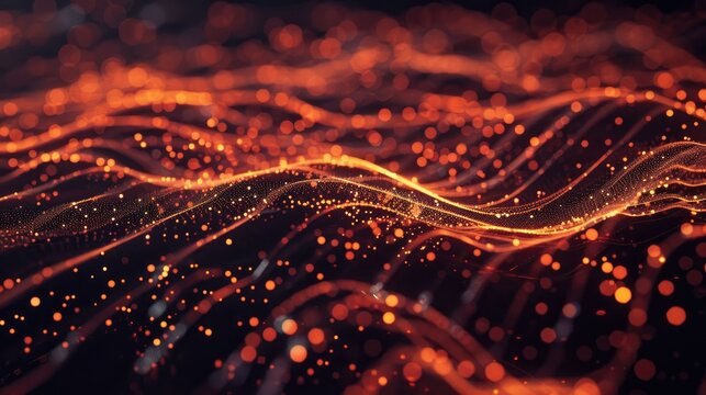 Digital data analysis with dynamic, glowing visuals