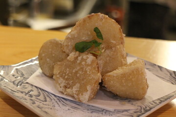 Japanese cuisine : Yam karaage (Deep fried yam) in Kyoto, Japan