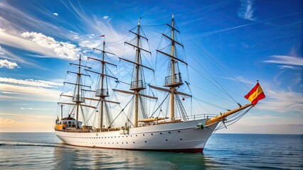 Spanish training ship Juan Sebasti?n de Elcano stern with extended flag, military, navy, maritime, vessel, training, ship, Spain