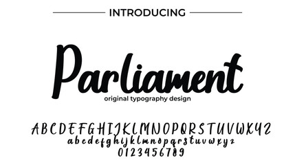 Parliament Font Stylish brush painted an uppercase vector letters, alphabet, typeface