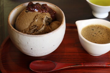 Hojicha ice cream in Kyoto, Japan