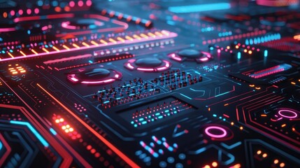 Obraz premium Digital marketing strategy layout with futuristic elements