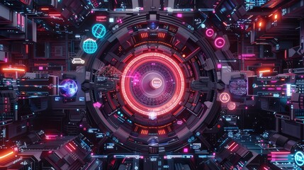 Digital marketing strategy layout with futuristic elements