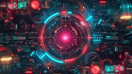 Digital marketing strategy layout with futuristic elements