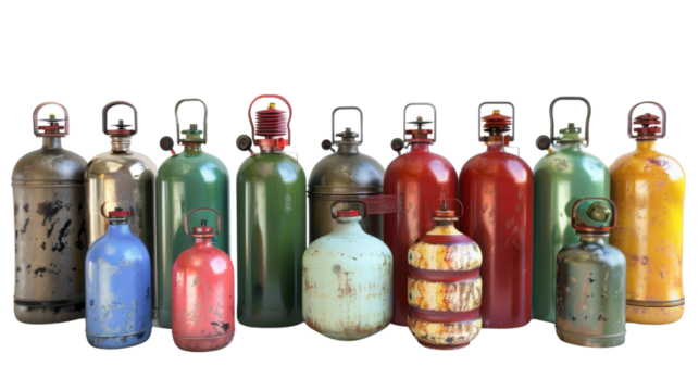 Gas tank LPG bottles on transparent background 