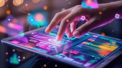 Digital marketing strategy layout with futuristic elements