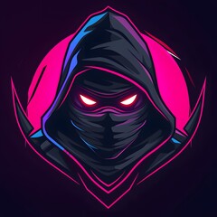 Dark Ninja Warrior Head Logo Illustration