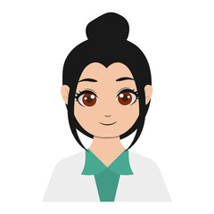 Fototapeta premium Cute Cartoon Woman Medical Staff Avatar. Vector Illustration Isolated on White Background