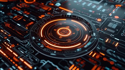 Fototapeta premium Digital marketing strategy layout with futuristic elements