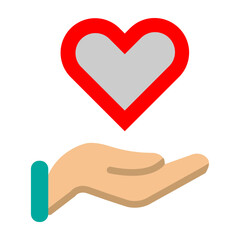 Hands with heart Vector Flat Icon Design