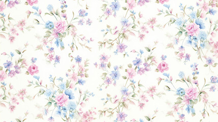 a beautiful vintage pastel floral pattern on white background,  patterns, background, wallpaper.
