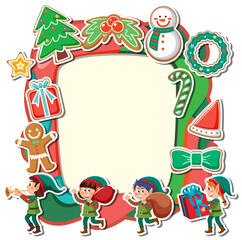 Festive Christmas Frame with Elves
