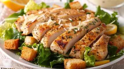 a close up of a plate of food with chicken