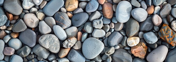 A Close-Up View of Smooth, Gray Beach Stones