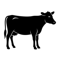 Cow silhouettes vector illustration. Black cows on a white background.