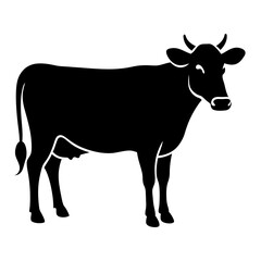 Cow silhouettes vector illustration. Black cows on a white background.