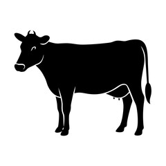 Cow silhouettes vector illustration. Black cows on a white background.