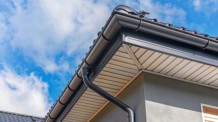 Corner of a house with gutters