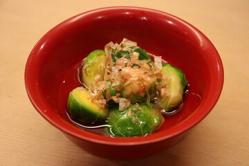 Japanese cuisine : Braised Brussels sprouts in Kyoto, Japan