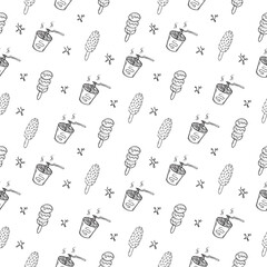 food pattern, seamless pattern of food and beverage in hand drawn style pattern background