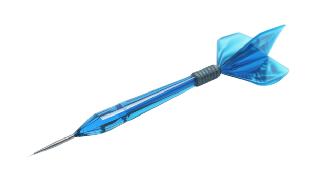 Blue dart arrow on transparent background