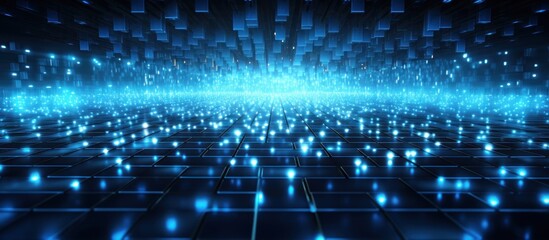 Abstract Blue and Black 3D Grid