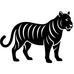 Black tiger silhouettes vector illustration template