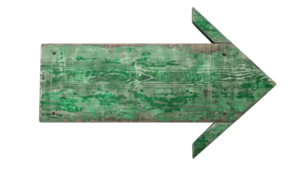 Blank green arrow sign on transparent background