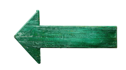 Blank green arrow sign on transparent background