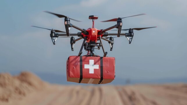 Innovative drone delivering emergency medical supplies and revolutionizing healthcare logistics. - Powered by Adobe