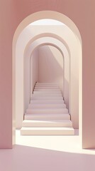 Fototapeta premium cubism an archway leads to another world. Simple shapes create a 3D effect with flat illustration and flat colors