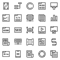 Collection of Basic Marketing & SEO Related Vector Line Icons. Contains Icons like Advertising, Server, Growth, Graphic and more. Editable stroke. 48x48 pixels