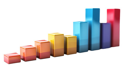 Colorful business statistical data bar graph isolated on transparent background