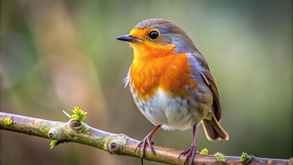 Fototapeta premium Close-up photo of a robin bird perched on a tree branch, robin, bird, wildlife, nature, close-up, colorful, feathers