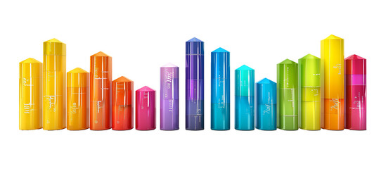 Obraz premium Colorful business statistical data bar graph isolated on transparent background