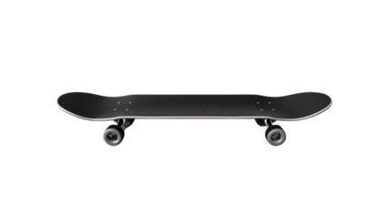 Black skateboard on transparent background