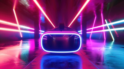 VR Headset in Neon Light