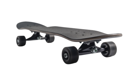 Black skateboard on transparent background