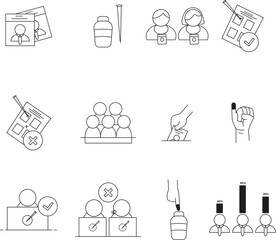 Vote Manual Line Icon, Outline Vector Symbol Illustration. Editable Stroke.
